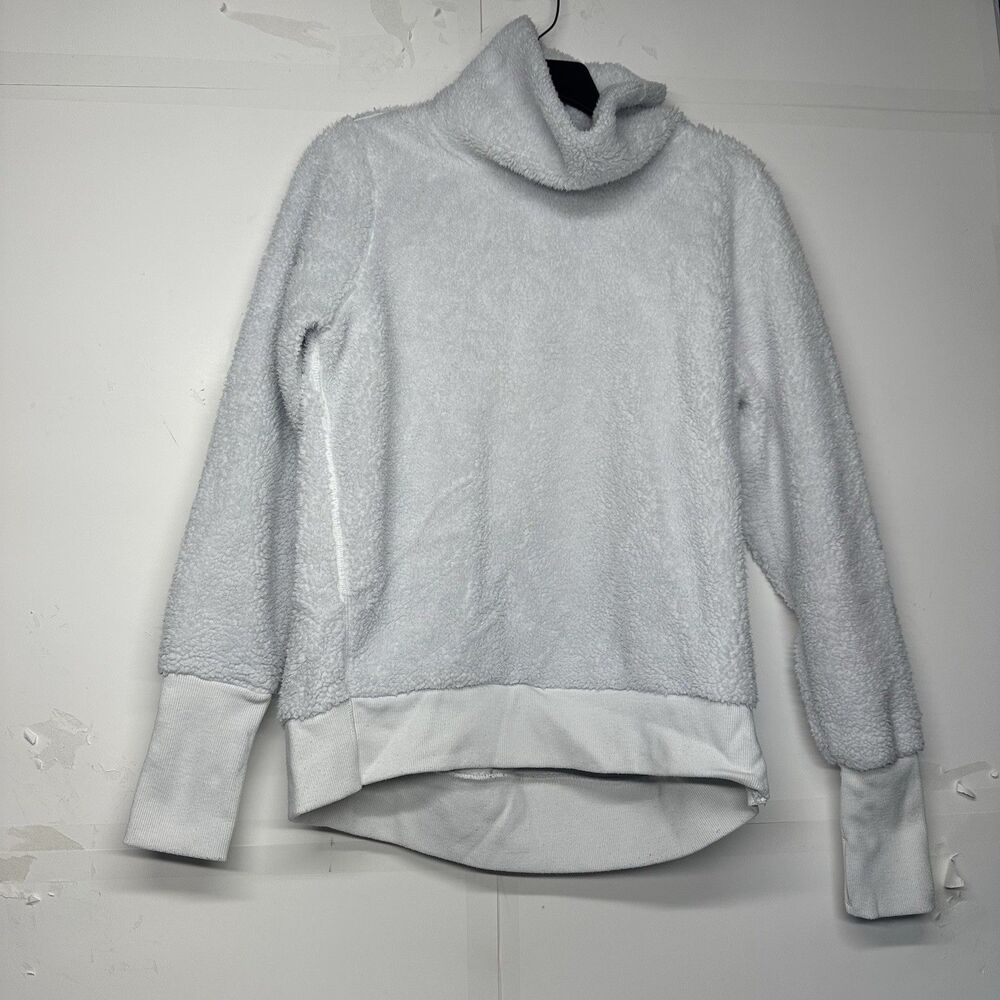 Zelos Women’s Fuzzy Pullover Sweater Size Medium White Cowl Neck Long Sleeve